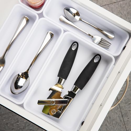 Mind Reader 8-Pc Drawer Organizer, Desk Organizer, Interlocking, Storage, Kitchen, Office, White - Image 5