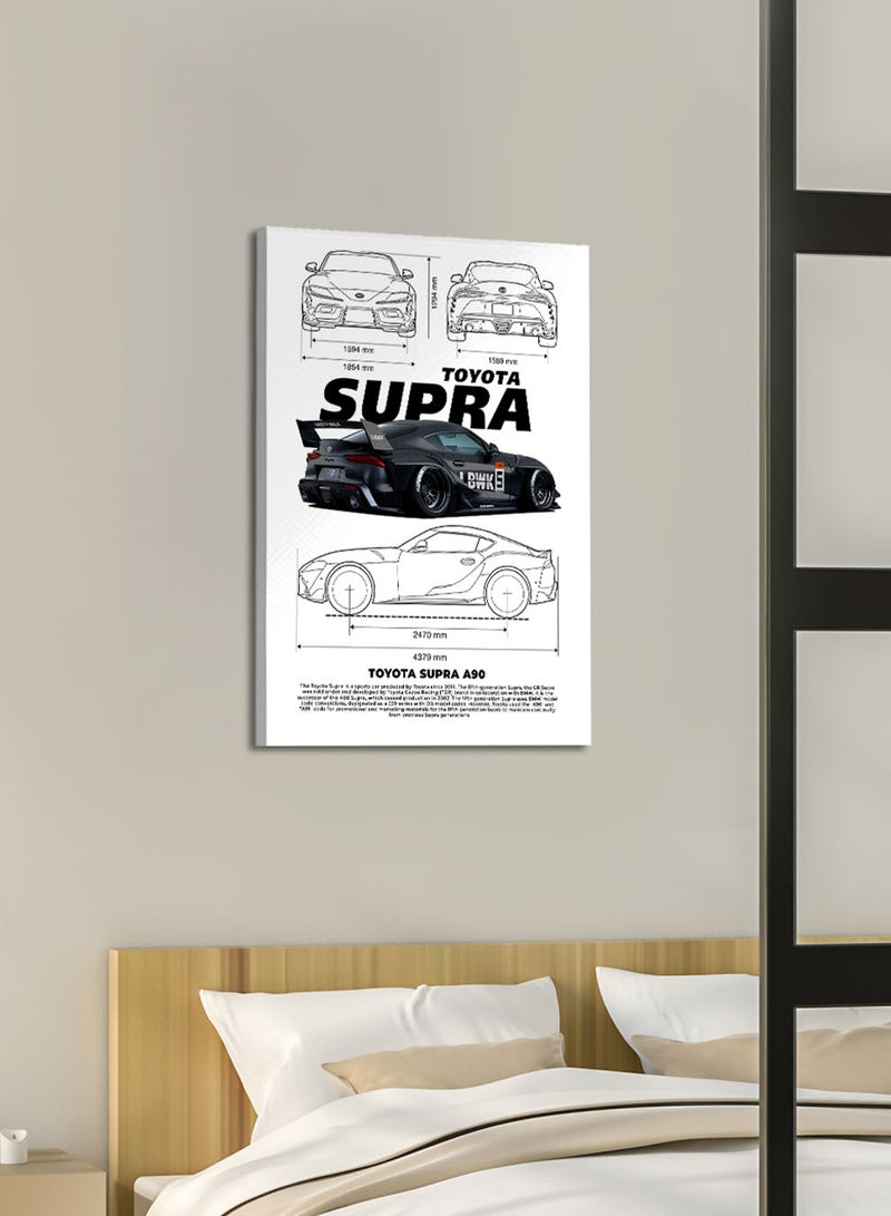 LOWHA Canvas Wall Art Stretched Over Wooden Frame with Toyota Subra A90 Sports Car Design  - Image 2