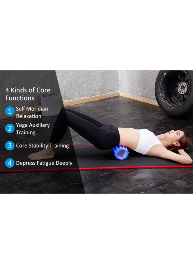 Yoga Foam Roller Moon for Deep Tissue Massage Muscle with Carry Bag, Blue
