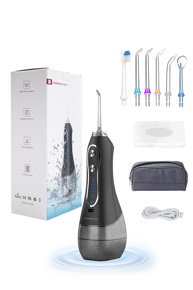 KinseiBeauty 5 Modes Water Flosser for Teeth, 300ml Water Tank, 5 Replaceable Jet Tips,1 Toothbrush Head,  IPX7 Waterproof Oral Irrigator for Home And Travel - Image 1
