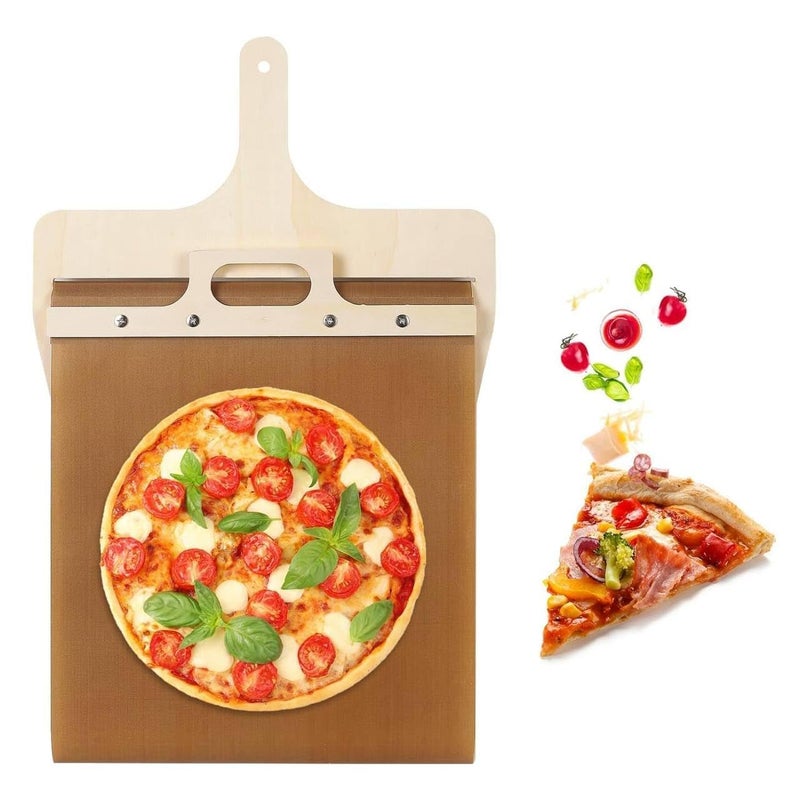 Cozron Premium Sliding Pizza Peel NonStick Pizza Spatula Paddle with Wooden Handle Smart Pizza Slider for Indoor Outdoor Ovens Pizza Board Pizza Transfer Slider Pizza - Image 1
