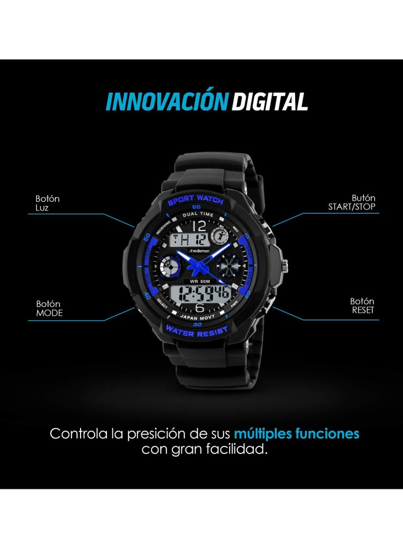 SKMEI Children's Digital Analog Sports Watch Ultra Resistant 4 Display Backlight Waterproof Stopwatch - Image 4