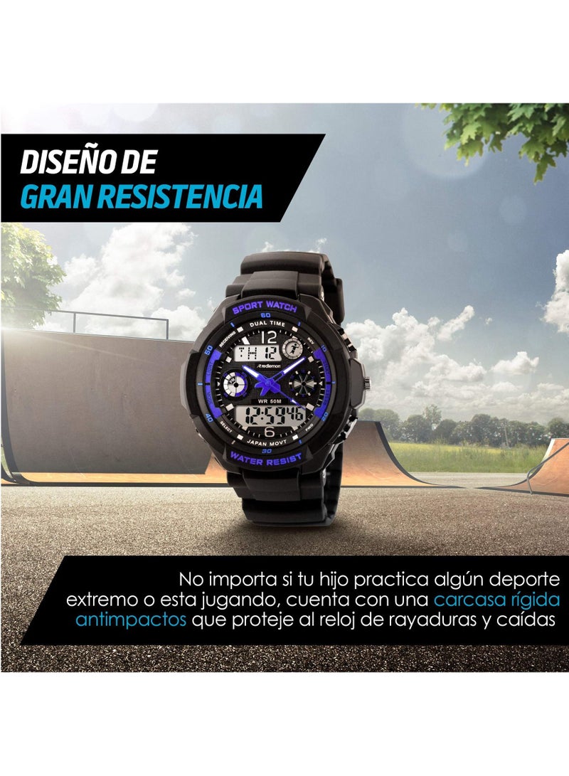 SKMEI Children's Digital Analog Sports Watch Ultra Resistant 4 Display Backlight Waterproof Stopwatch - Image 5