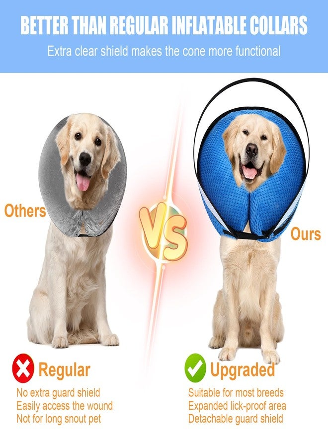 Wn's Day 2-in-1 Soft Inflatable Dog Cone Collar Alternative with Enhanced Anti-Licking Guard Shield, Dog Collar After Surgery, Adjustable Recovery Cones for Large Medium Small Dogs and Cats (Blue,S) - Image 3