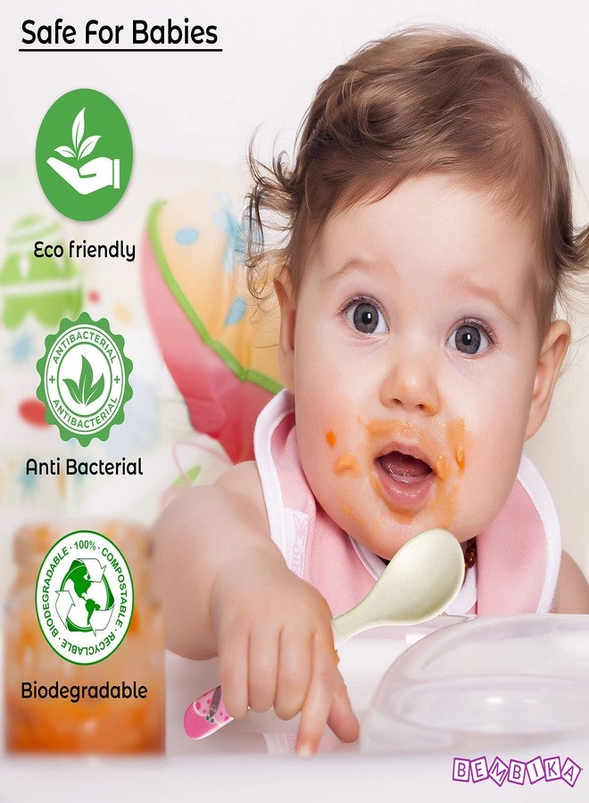 Bembika Baby Self Feeding Essential Baby Dinnerware Bamboo Fibre Dinner Set for Kids Bamboo Utensils for Kids and Toddlers � (Pack of 5)(Pink) - Image 3