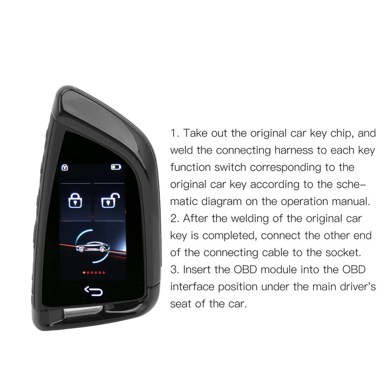 Rengu Lcd Screen Key Fob Keyless Entry Zinc Alloy Keyless Entry Into The Car Automatic Lifting Window Function Anti Key Loss Change Key Car Display Lcd Screen Key Fob (Black) - Image 4