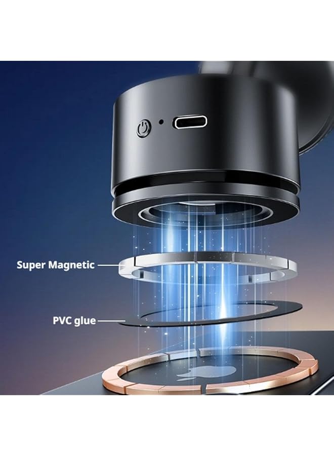 KASTWAVE Bluetooth Speaker Magnetic Car Phone Holder, Foldable Multifunctional Vacuum Suction Phone Mount, Built-In Speaker For Car/Gym/Smooth Surfaces (Black) - Portable And Stable With Dual-Axis Rotation - Image 5