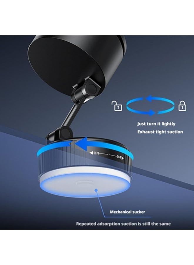 KASTWAVE Bluetooth Speaker Magnetic Car Phone Holder, Foldable Multifunctional Vacuum Suction Phone Mount, Built-In Speaker For Car/Gym/Smooth Surfaces (Black) - Portable And Stable With Dual-Axis Rotation - Image 4