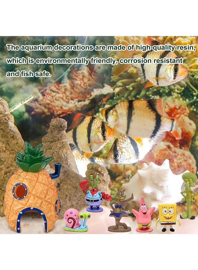 Beauenty 7 Pieces Spongebob Aquarium Decoration Set, Pineapple Shape Aqua Ornament, Aquarium Decor Landscape, Pineapple House Fish Tank Ornament, Spongebob Fish Tank Decoration for Underwater - Image 5