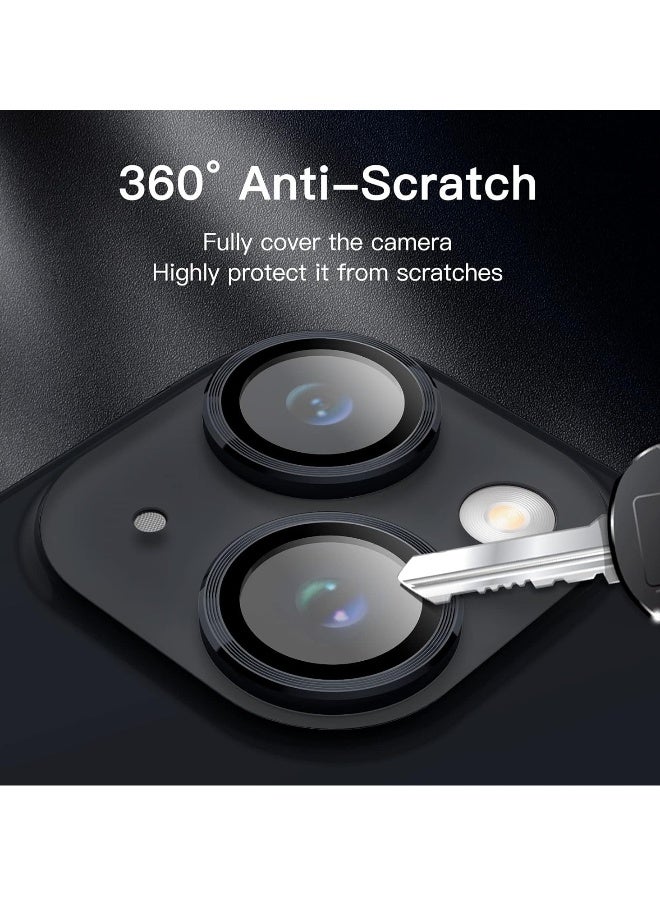 DUSALA Camera Lens Protector for iPhone 14 6.1-Inch and iPhone 14 Plus 6.7-Inch, 9H Tempered Glass Metal Individual Ring Cover, HD Clear, 1 Set (Black) - Image 5