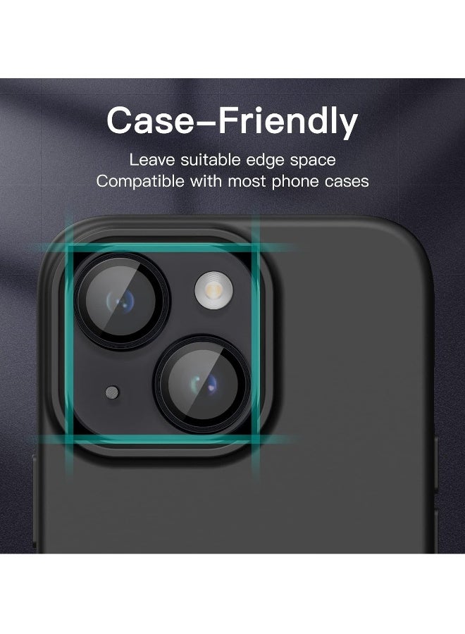 DUSALA Camera Lens Protector for iPhone 14 6.1-Inch and iPhone 14 Plus 6.7-Inch, 9H Tempered Glass Metal Individual Ring Cover, HD Clear, 1 Set (Black) - Image 4