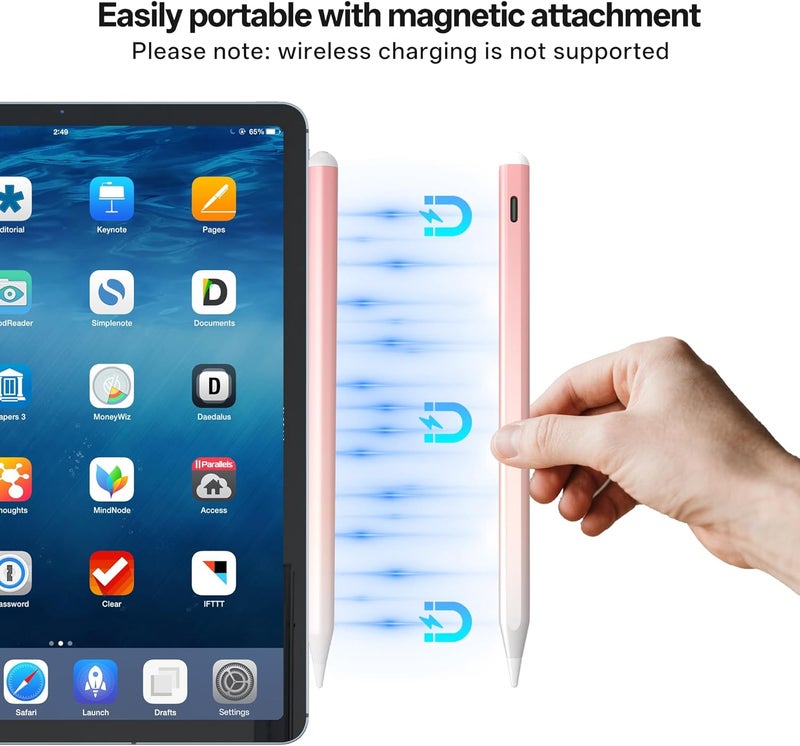 iafer Stylus Pen for iPad Pro 13/12.9/11 Inch-Fast Charge Active Pencil for 2018-2025 iPad Pro 11"/12.9"/M4, iPad 6th/7th/8th/9th/10th/11th, iPad Air 3/4/5/M2/M3, iPad mini 5/6/7/A17Pro Gen-Pink - Image 4