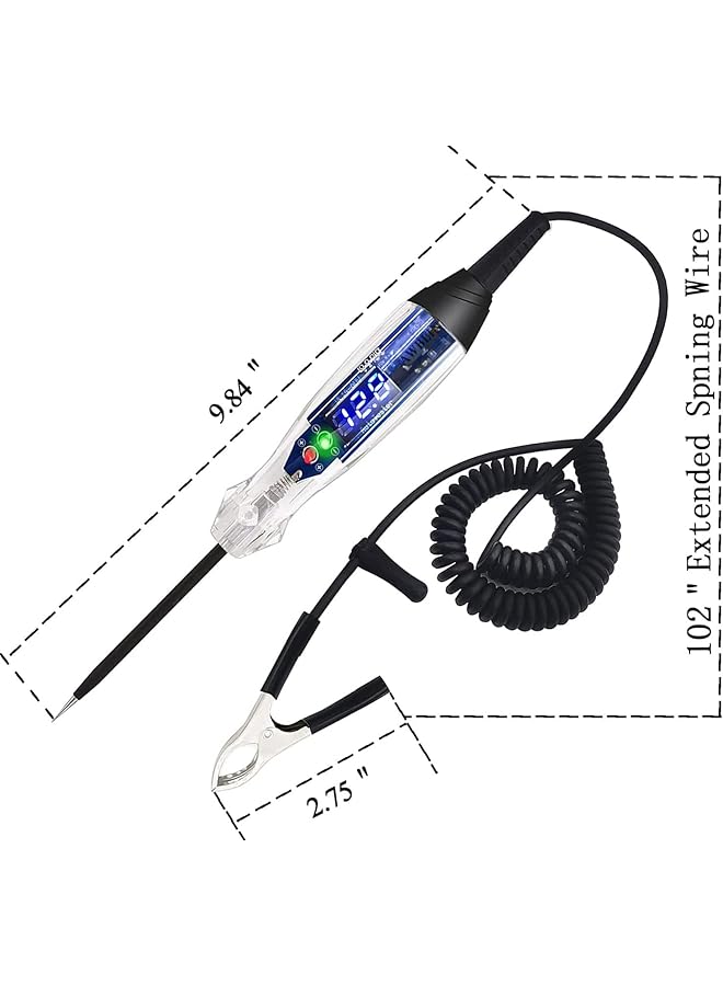 Premium Led Bulb Automotive Circuit Tester, 4-60V Test Light With 102 Inch Pu Extended Spring Wire, Sharp Hard Steel Probe Vehicle Circuits Low Dc Voltage Light Tester - Image 5