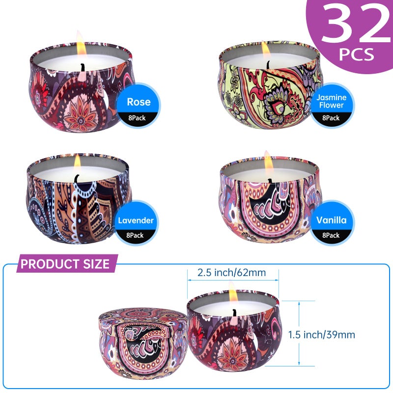 KNOURT 32 Pack Scented Candles Gift Set, Natural Soy Wax Travel Tin Candles for Home Scented, Ideal for Christmas, Birthday, Thanksgiving, Valentines Day Gifts - Image 3