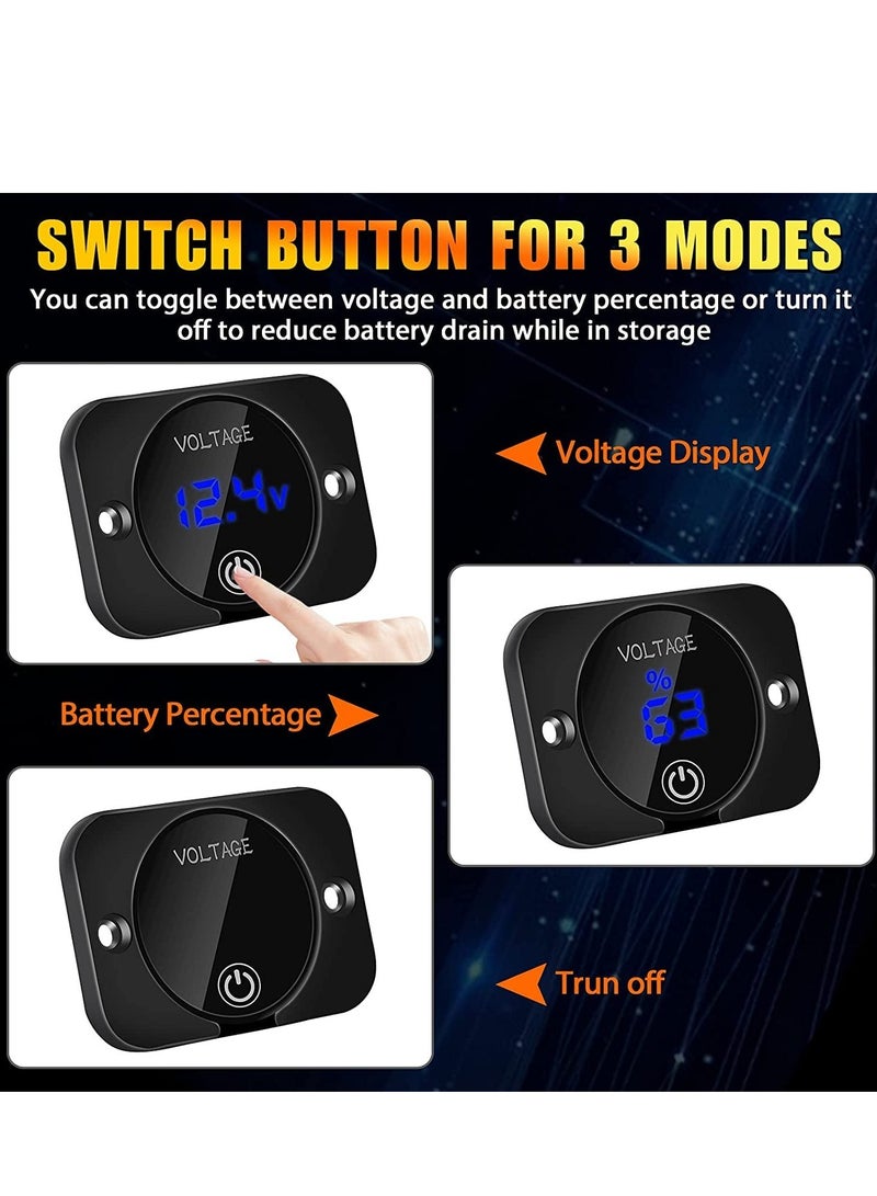12V Voltage Gauge with Touch Switch Digital Display, Volt Gauge, 12V/24V Car Voltmeter LED Digital Display, Waterproof Voltmeter Panel for Boat,Marine,Vehicle,Motorcycle,Truck,Car(Upgraded) - Image 2