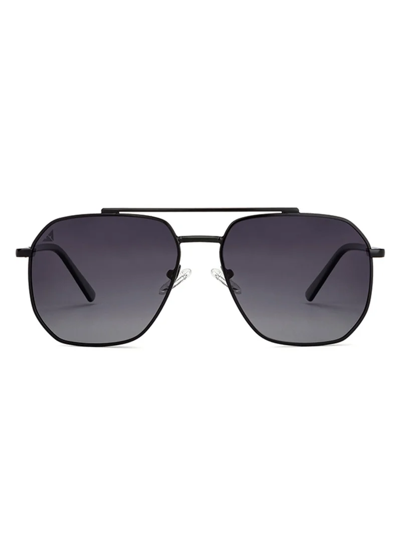 فينسينت تشيس Vincent Chase By Lenskart | Black Grey Full Rim Square Branded Latest and Stylish Sunglasses | Polarized and 100% UV Protected | Men & Women | Large | VC S12593