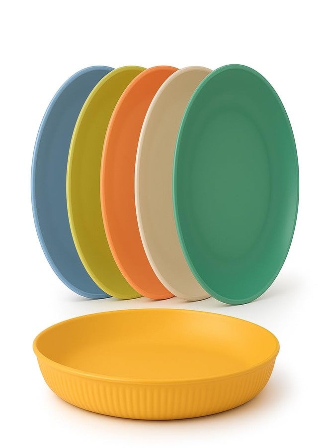 Lellow Multicolor Wheat Straw Dinner Plates - Set of 6 (23 cm) | Unbreakable, Lightweight, BPA-Free | Microwave & Dishwasher Safe for Kids & Adults. - Image 1