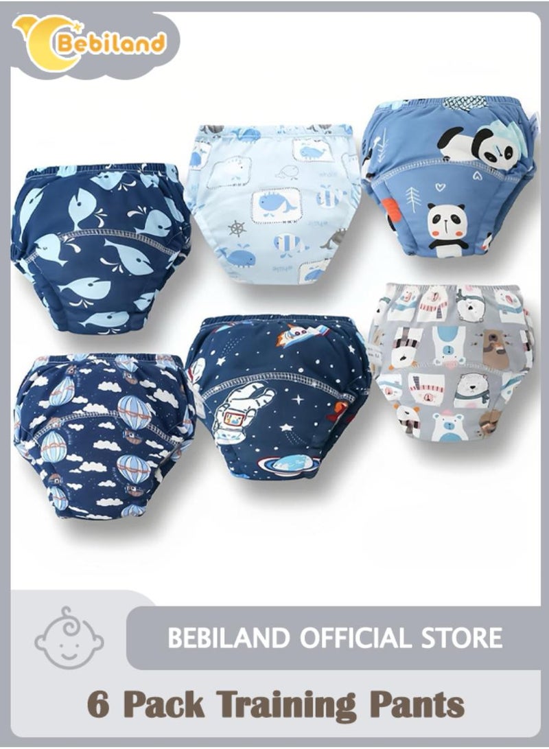 Bebiland 6 Pack Training Pants for Toddlers, Reusable Diapers for Boys & Girls, Washable Cotton Underwear, Breathable Baby Training Pants, Strong Absorbency Diapers (2-4 Years, 12KG-18KG) - Image 1