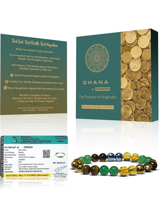 ORBON DHANA Certified Scientific Money Magnet Bracelet-Original 7 Chakra Navagraha Stone for Men & Women | Wealth, Prosperity & Abundance Gemstone - Image 1
