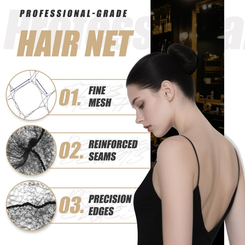 Smilco Hair Net 100 Pcs, 22 Inches Hair Nets Elasticity Invisible Elastic Mesh for Food Service, Ballet Bun, Sleeping, Women and Wig (100, Black) - Image 3