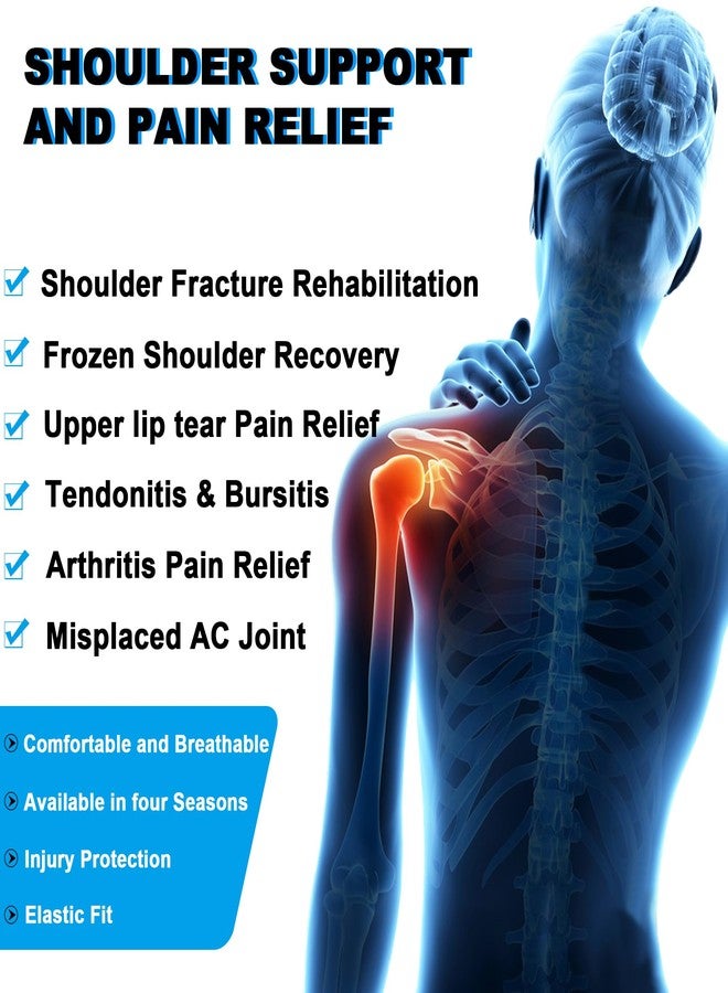 KONSEDIK Shoulder Brace Immobilizer with Ice Pack,Compression Rotator Cuff Support for AC Joint Pain Relief,Frozen Shoulder,Dislocation,Labrum Tear,Adjustable Wrap for Men&Women Left/Right(Gray,Medium) - Image 2