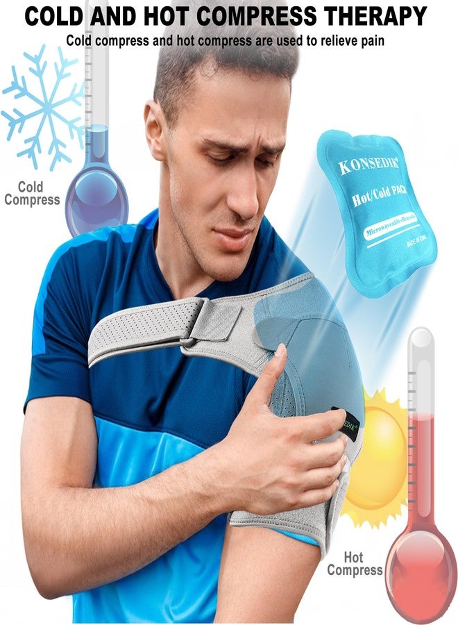 KONSEDIK Shoulder Brace Immobilizer with Ice Pack,Compression Rotator Cuff Support for AC Joint Pain Relief,Frozen Shoulder,Dislocation,Labrum Tear,Adjustable Wrap for Men&Women Left/Right(Gray,Medium) - Image 3