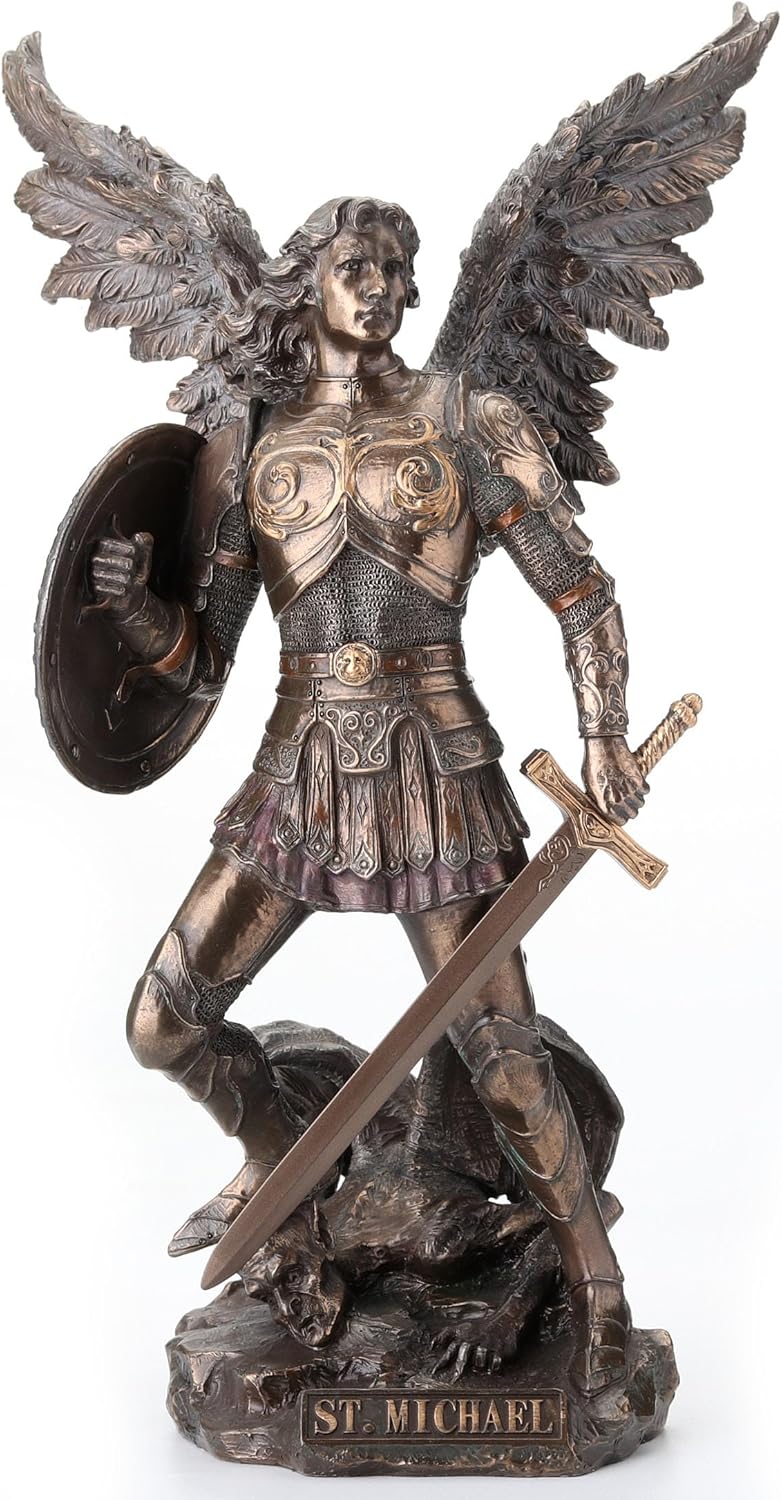 Veronese Design Archangel Saint Michael Statue - Real Bronze Powder Cast Sculpture - Image 1