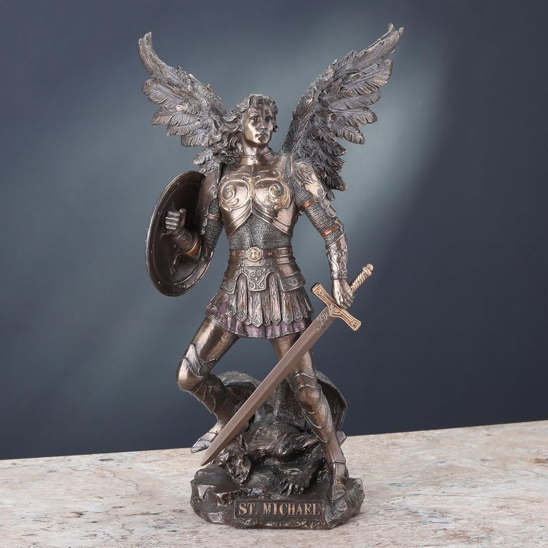 Veronese Design Archangel Saint Michael Statue - Real Bronze Powder Cast Sculpture - Image 2
