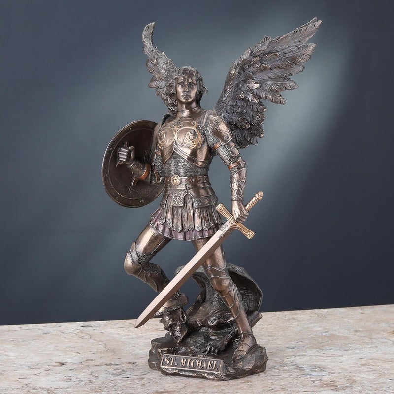 Veronese Design Archangel Saint Michael Statue - Real Bronze Powder Cast Sculpture - Image 3