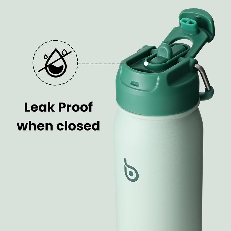 BOTTLE BOTTLE 16 oz Insulated Sports Water Bottle with Straw and Pill Holder - Green - Image 4
