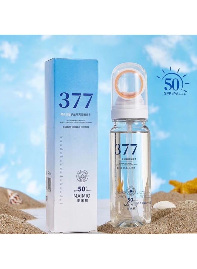 بخاخ واقي من الشمس 377 بعامل حماية SPF50+، مضاد للشيخوخة والتجاعيد، مرطب ومفتح للبشرة، بخاخ للعناية بالبشرة للوجه والجسم والرقبة - Image 4