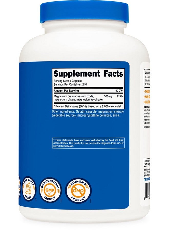 نيوتريكوست، مركب المغنيسيوم ٥٠٠ ملغ، ٢٤٠ كبسولة - أكسيد المغنيسيوم، سترات، وجليسينات - خالٍ من الغلوتين وغير معدل وراثيًا - Image 5