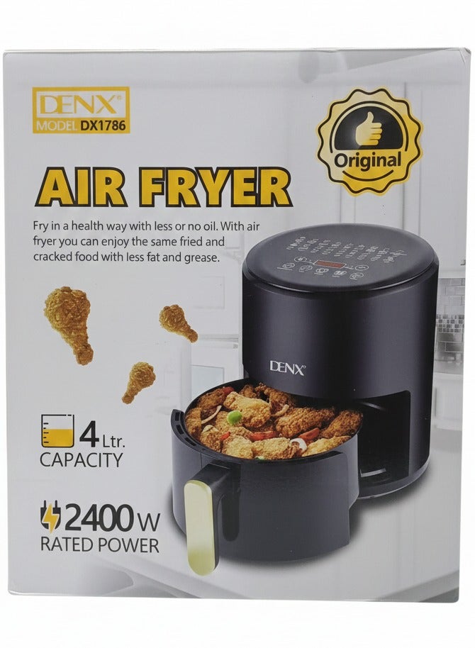 Denx Air Fryer Healthy Without Oil For Fry/Grill/Bake/Roast Capacity 4 Liters Power 2400 Watts - Black Color - Image 5