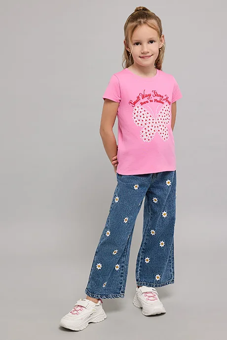 أر أند بي Printed T-Shirt with Crew Neck and Short Sleeves