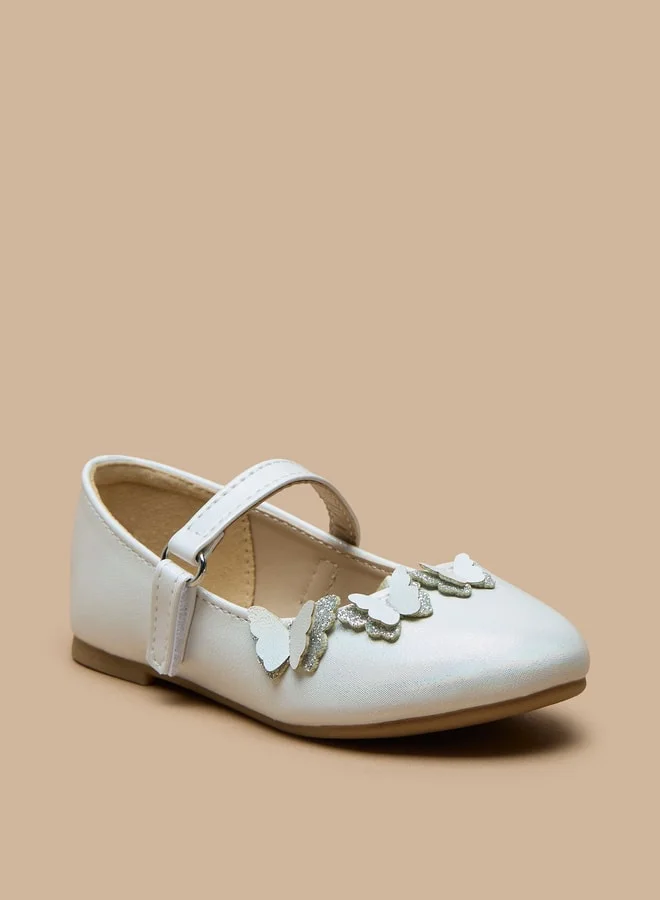 فلورا بيلا من شو إكسبرس Girls Butterfly Accent Ballerina Shoes with Hook and Loop Closure
