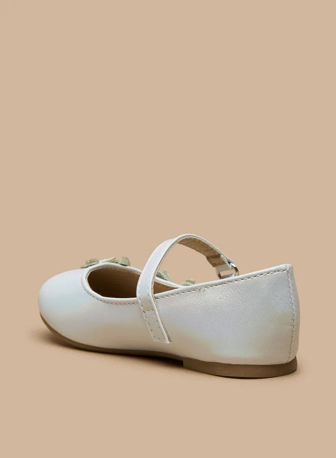 فلورا بيلا من شو إكسبرس Girls Butterfly Accent Ballerina Shoes with Hook and Loop Closure