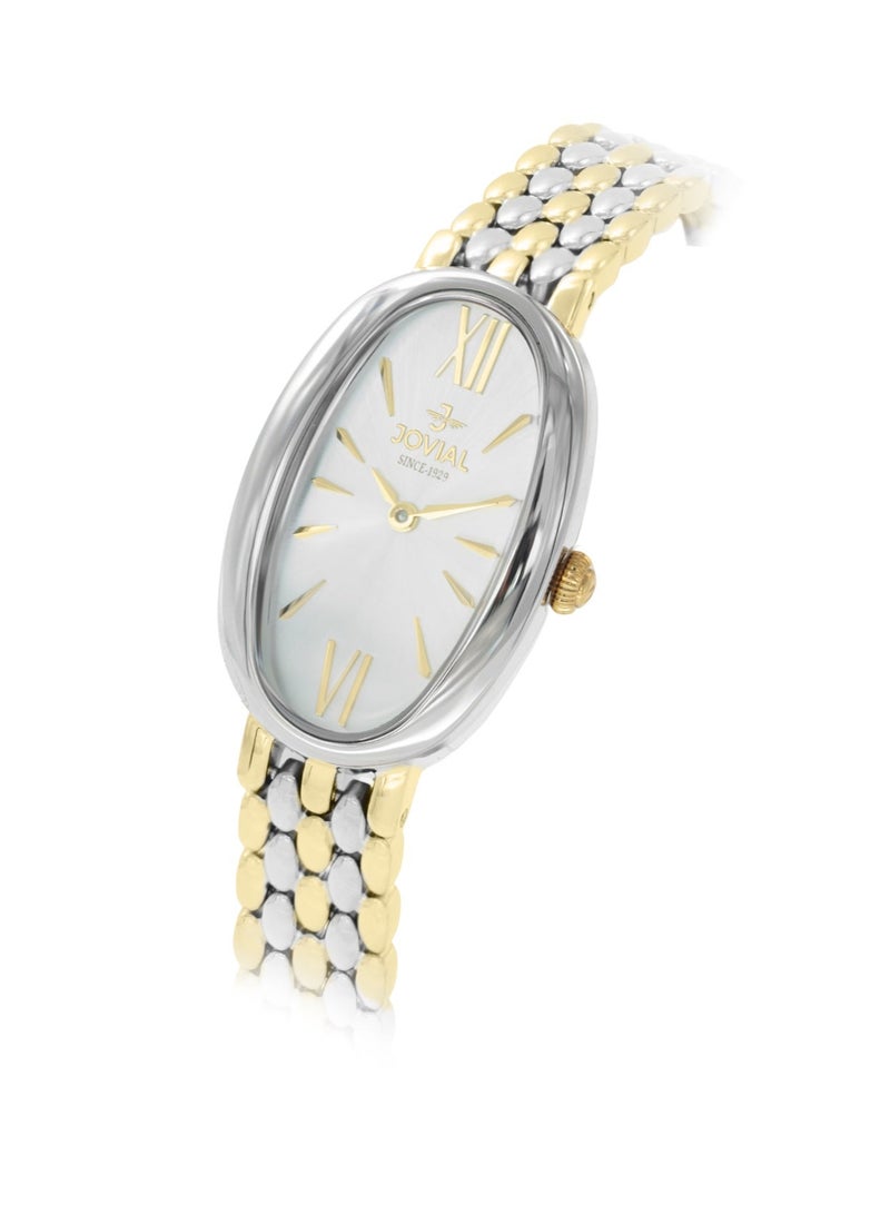 جوفيال ساعة جوفيال 9183LTMQ01E نسائية، سوار معدني، مينا فضية، مقاومة للماء، تناظرية، 22 مم - Image 2