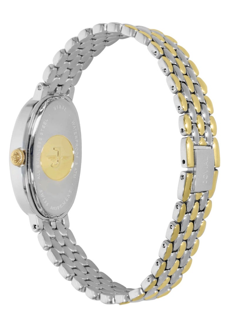 جوفيال ساعة جوفيال 9183LTMQ01E نسائية، سوار معدني، مينا فضية، مقاومة للماء، تناظرية، 22 مم - Image 3