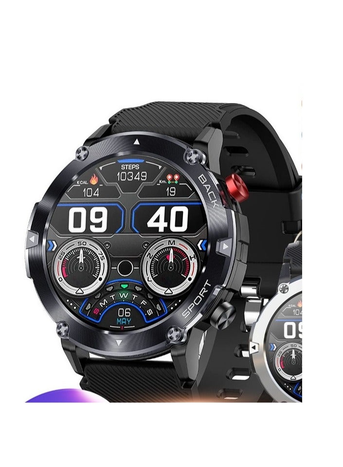 AROAQ Smart Watch Code21 With Bluetooth Calling, Fitness Tracker With Heart Rate Monitor, Multifunctional Waterproof Sleep Smart Watch For Men, Silver shell (black silicone) - Image 2