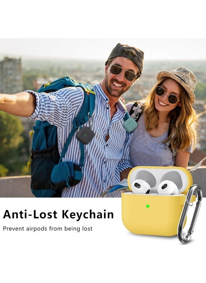 NIBEMINENT - Soft Silicone Protective Case Cover for AirPods 4 with Cleaner Kit and Keychain(Yellow) - Image 1