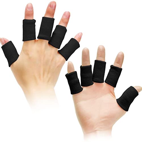 Digital Shoppy 10pcs Sports Finger Sleeves Arthritis Support Finger Wrap Guard, Black - Image 2