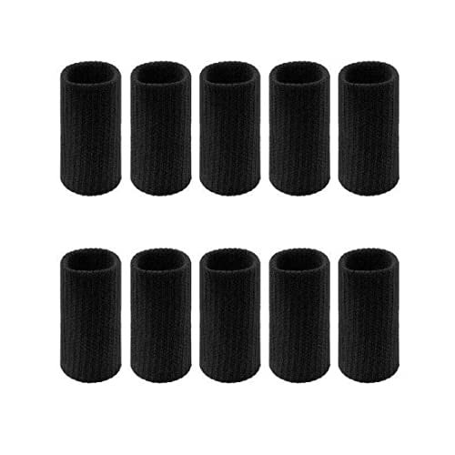 Digital Shoppy 10pcs Sports Finger Sleeves Arthritis Support Finger Wrap Guard, Black - Image 1