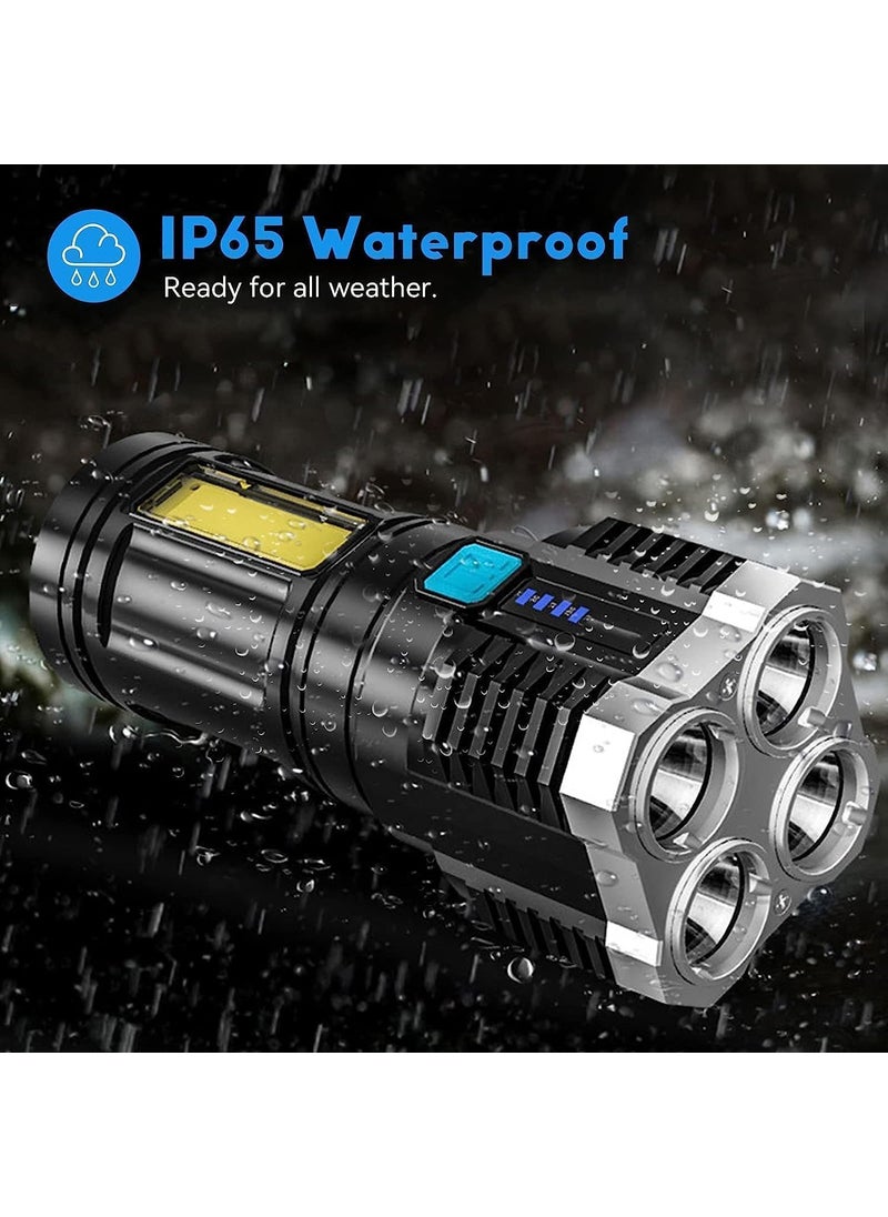 KD ZONE KD ZONE 4 in 1 Led Torch Lights Rechargeable Emergency Torch Light 3W USB Charge Flashlight High Power Long Distance Beam Range 4 Mode Torch for Outdoor IndoorHikingWalkingCamping  - Image 3