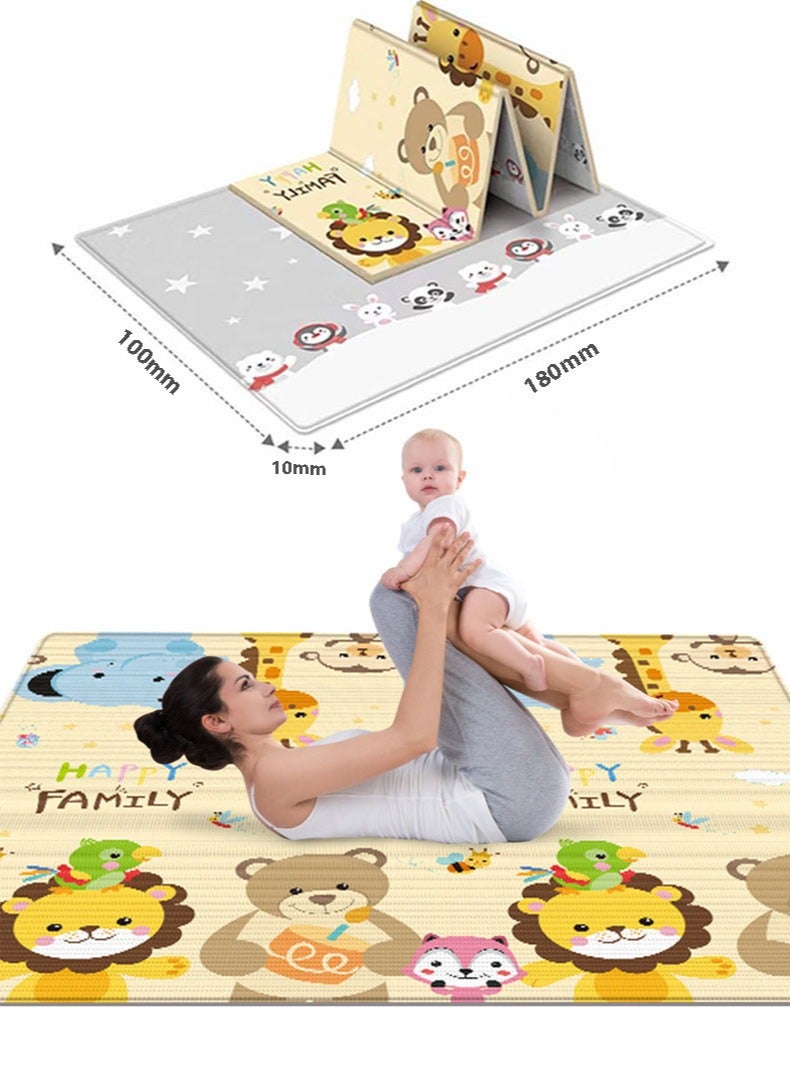 MissTiara سجادة زحف للأطفال، 200 × 180 × 1 سم، سجادة أرضية غير سامة، سجادة لعب للأطفال مقاومة للماء على الوجهين للأطفال الصغار والبنات - Image 1