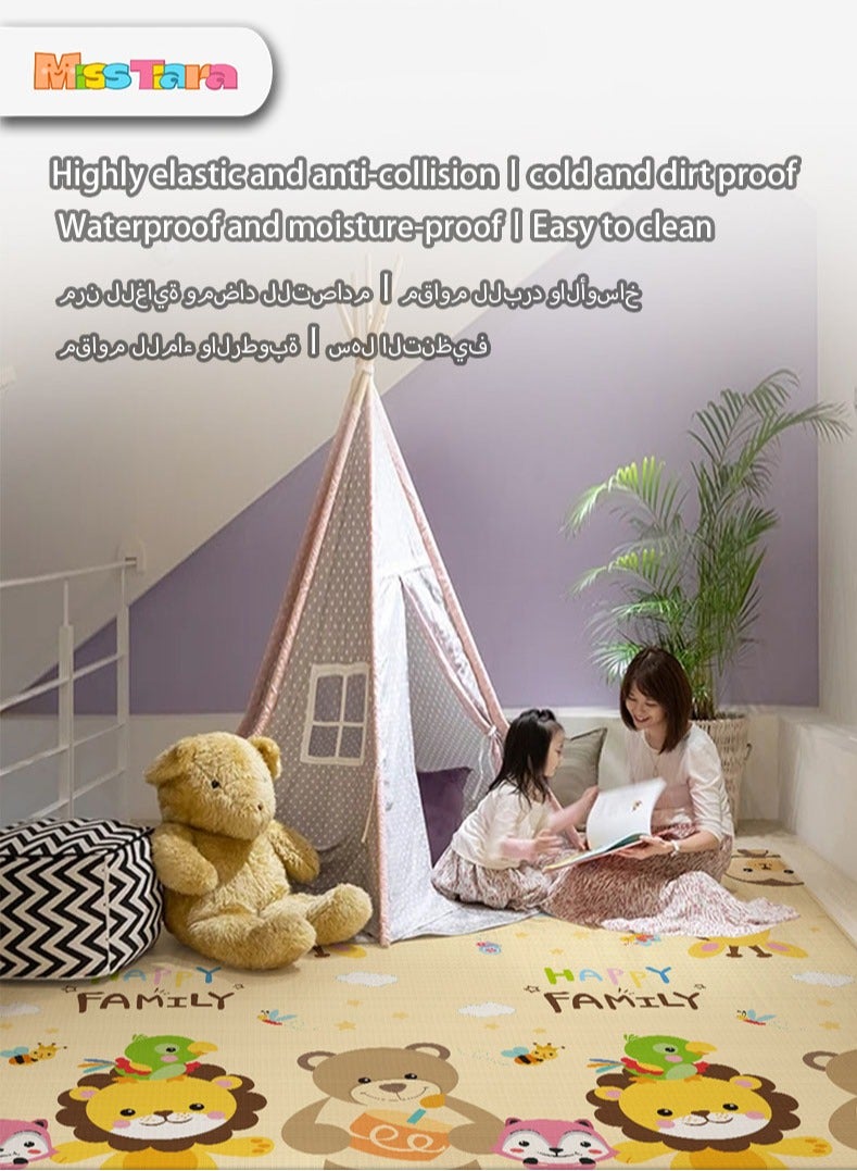 MissTiara سجادة زحف للأطفال، 200 × 180 × 1 سم، سجادة أرضية غير سامة، سجادة لعب للأطفال مقاومة للماء على الوجهين للأطفال الصغار والبنات - Image 2