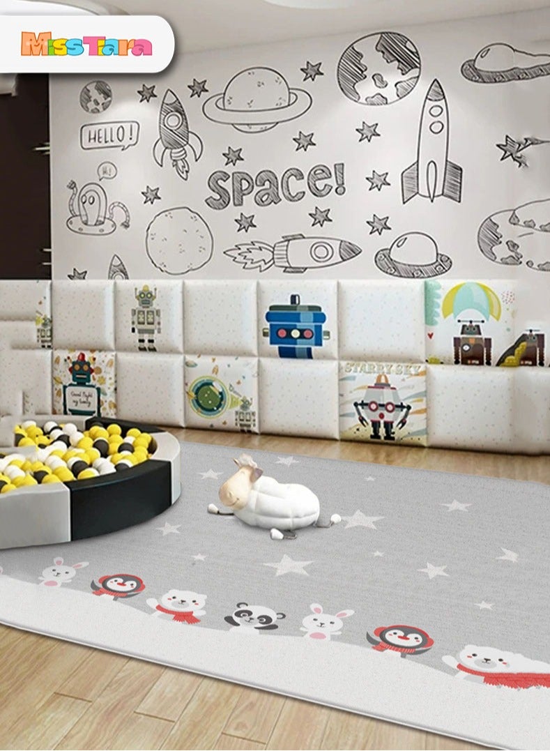 MissTiara سجادة زحف للأطفال، 200 × 180 × 1 سم، سجادة أرضية غير سامة، سجادة لعب للأطفال مقاومة للماء على الوجهين للأطفال الصغار والبنات - Image 3