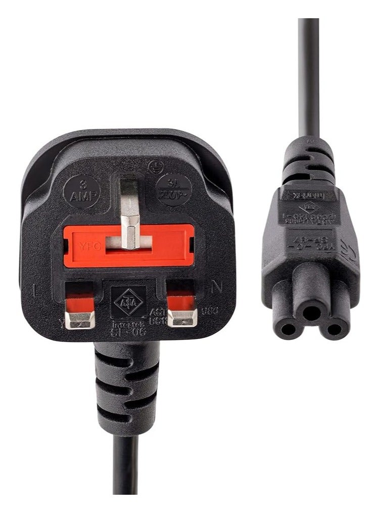 Terabyte Laptop Power Cable 3 Pin Cord for Various Laptop Charging 3 Pin UK Power Cord Main Lead Plug Cable (BS 1363 to IEC 60320 C5) - Image 1