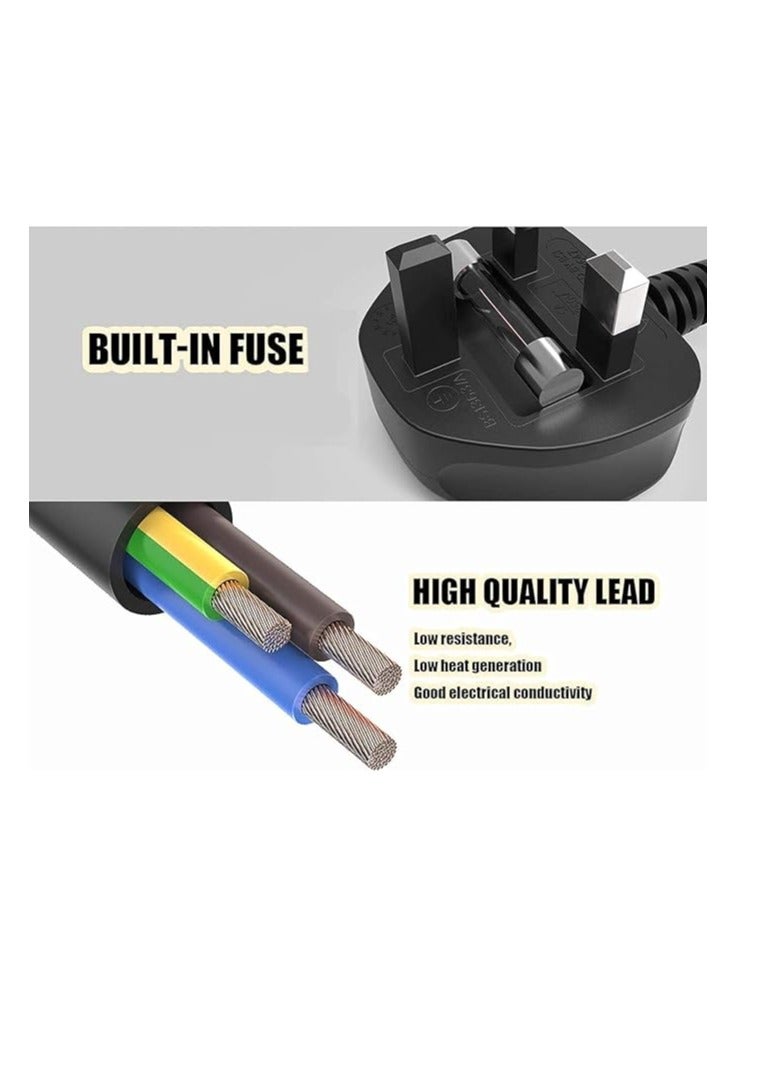 Terabyte Laptop Power Cable 3 Pin Cord for Various Laptop Charging 3 Pin UK Power Cord Main Lead Plug Cable (BS 1363 to IEC 60320 C5) - Image 4