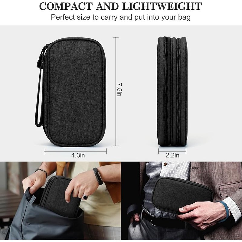 FYY Travel Cable Organizer Bag Electronic Accessories Portable Waterproof Carrying Bag Double Layers All-in-One Storage Bag for Cord, Charger, Phone and Earphone - Black - Image 2