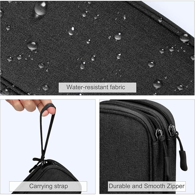 FYY Travel Cable Organizer Bag Electronic Accessories Portable Waterproof Carrying Bag Double Layers All-in-One Storage Bag for Cord, Charger, Phone and Earphone - Black - Image 4